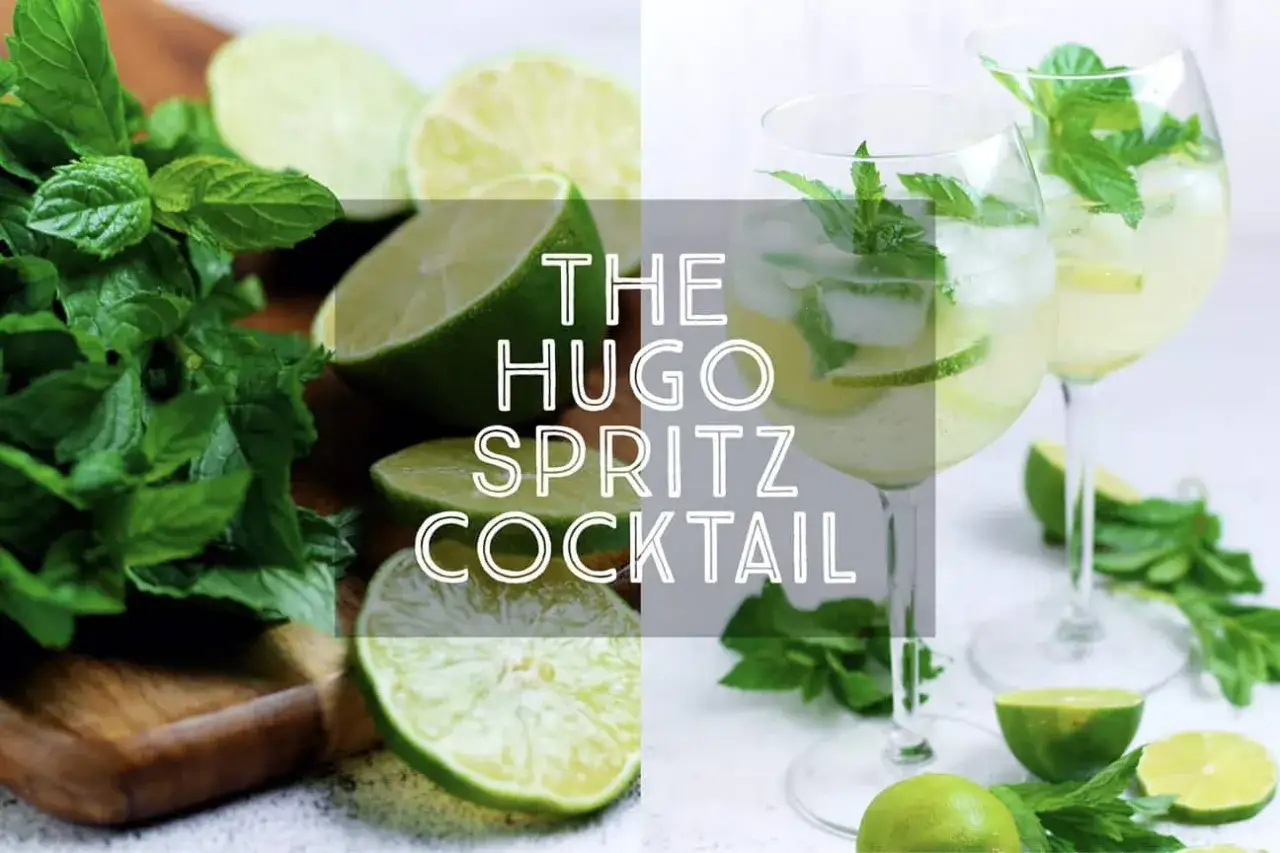 Erfrischender Hugo Spritz mit frischer Minze und Limettenscheiben. Perfekt f&uuml;r hei&szlig;e Tage.